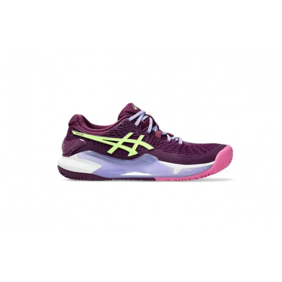 TÊNIS ASICS GEL RESOLUTION 9 PADEL - DEEP MAUVE/LIME GREEN